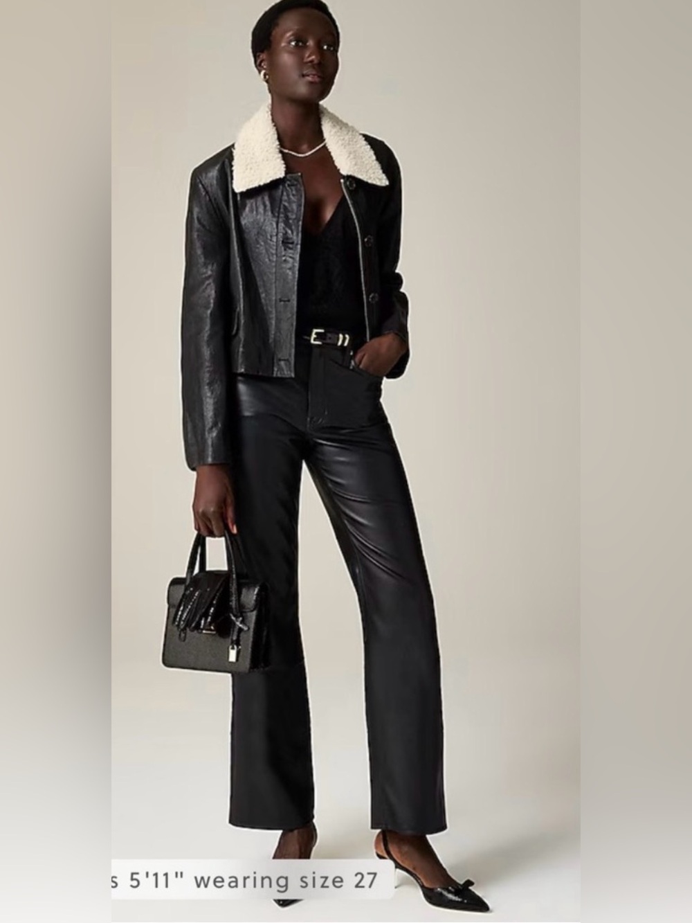 J.Crew Petite slim wide-leg pant in faux leather